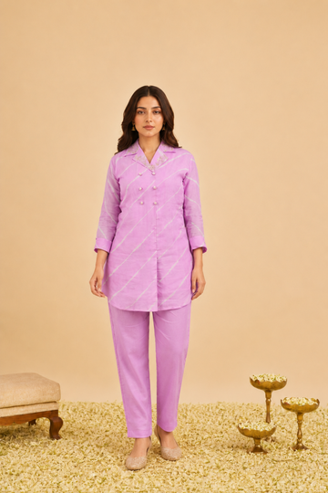 Light Pink Leheriya Graceful Glow Viscose Silk Coord Set