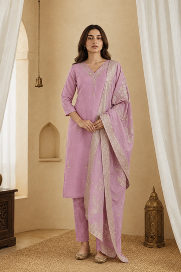 Light Pink Tissue Silk Radiance Suit Set