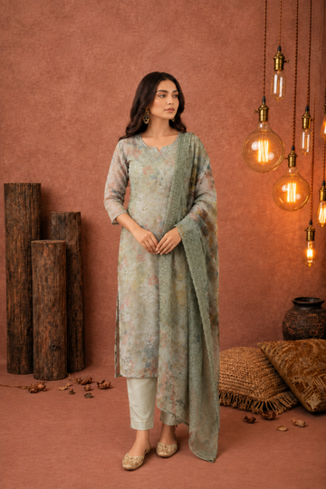 Green Digital Print Noorani Charm Viscose Set