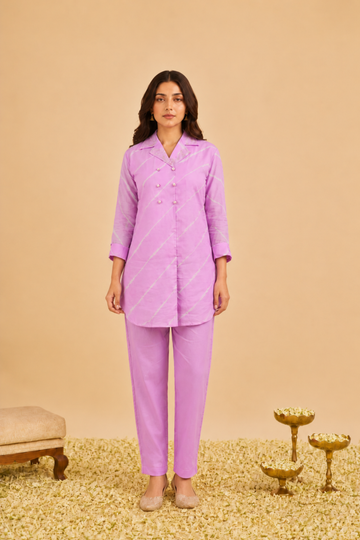 Light Pink Leheriya Graceful Glow Viscose Silk Coord Set