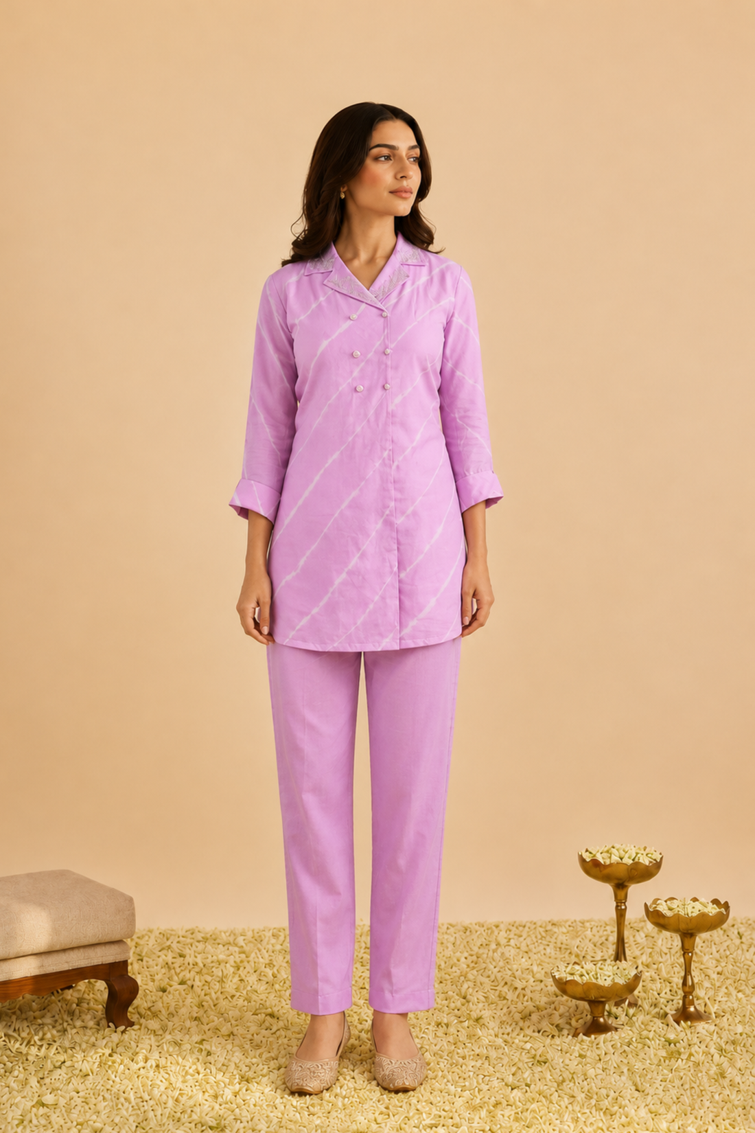 Light Pink Leheriya Graceful Glow Viscose Silk Coord Set