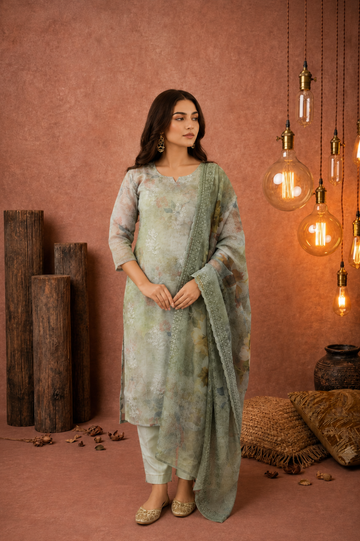Green Digital Print Noorani Charm Viscose Set