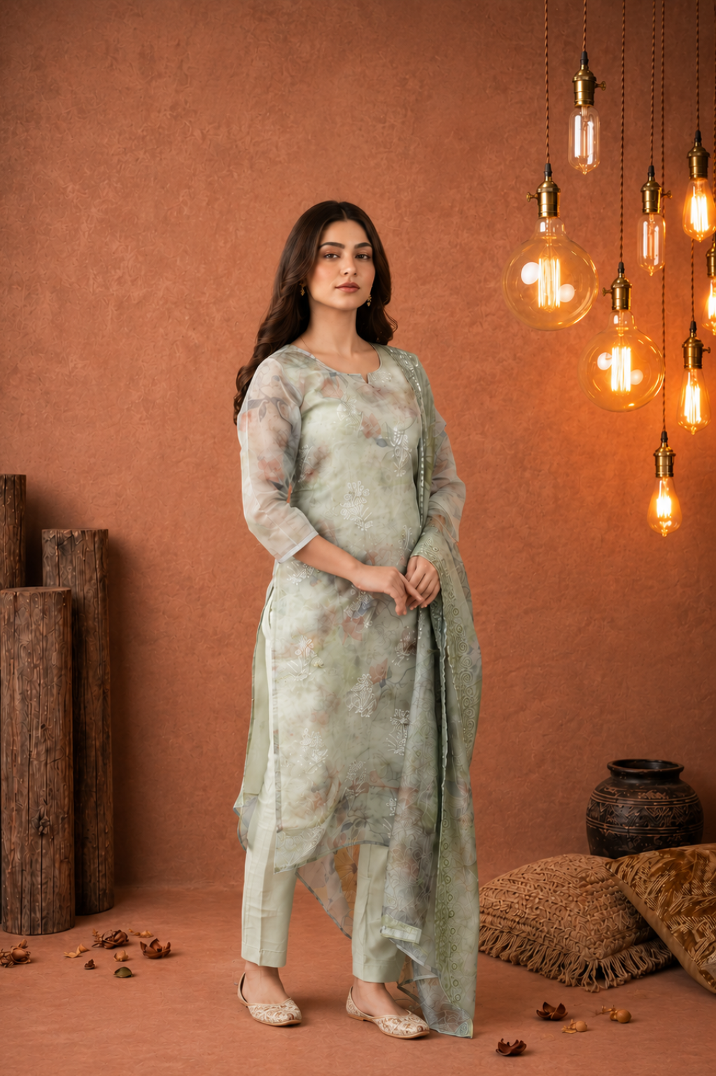 Green Digital Print Noorani Charm Viscose Set