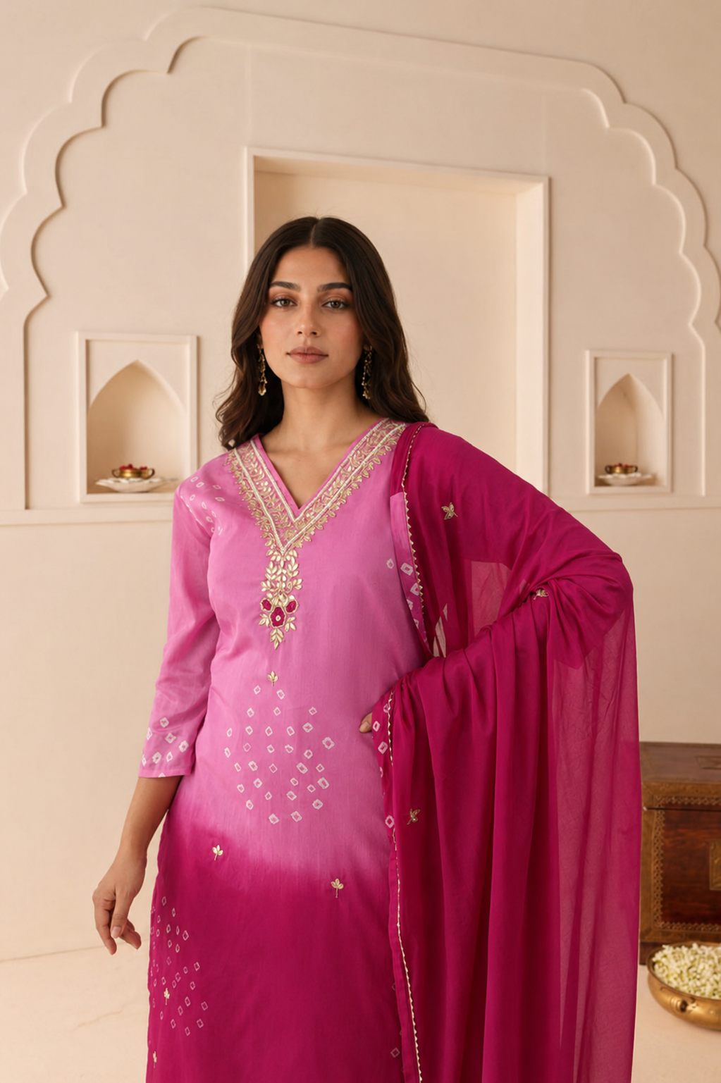Pink Ombré Zari Dream Suit Set