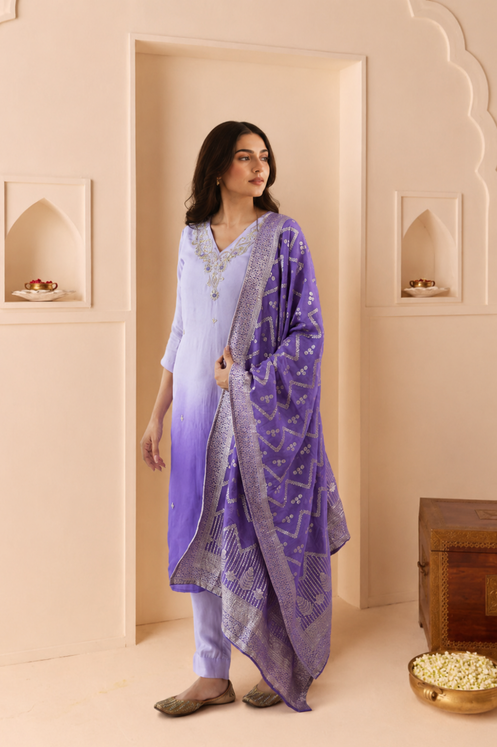 Purple Ombré Zari Dream Suit Set