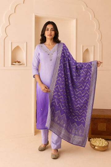 Purple Ombré Zari Dream Suit Set