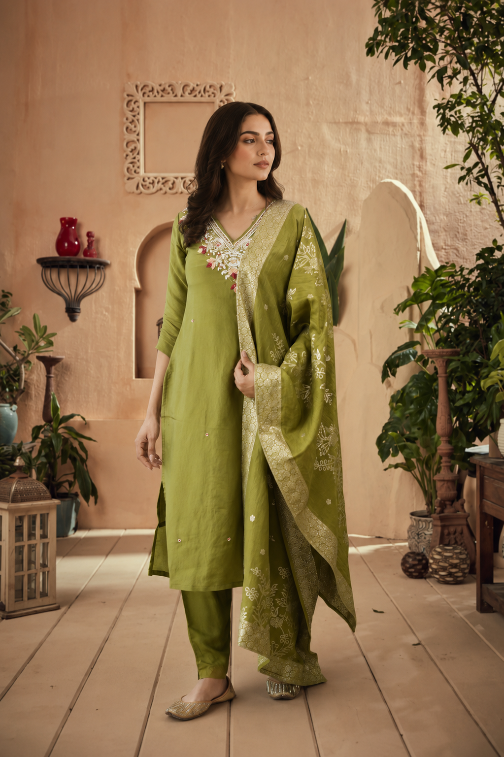 Green Tissue Silk Radiance Suit Set