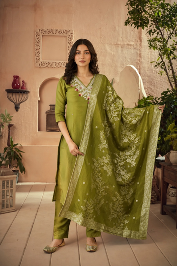 Green Tissue Silk Radiance Suit Set