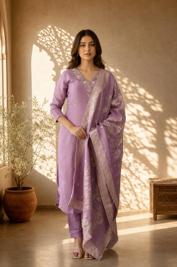 Lilac Tissue Silk Radiance Suit Set