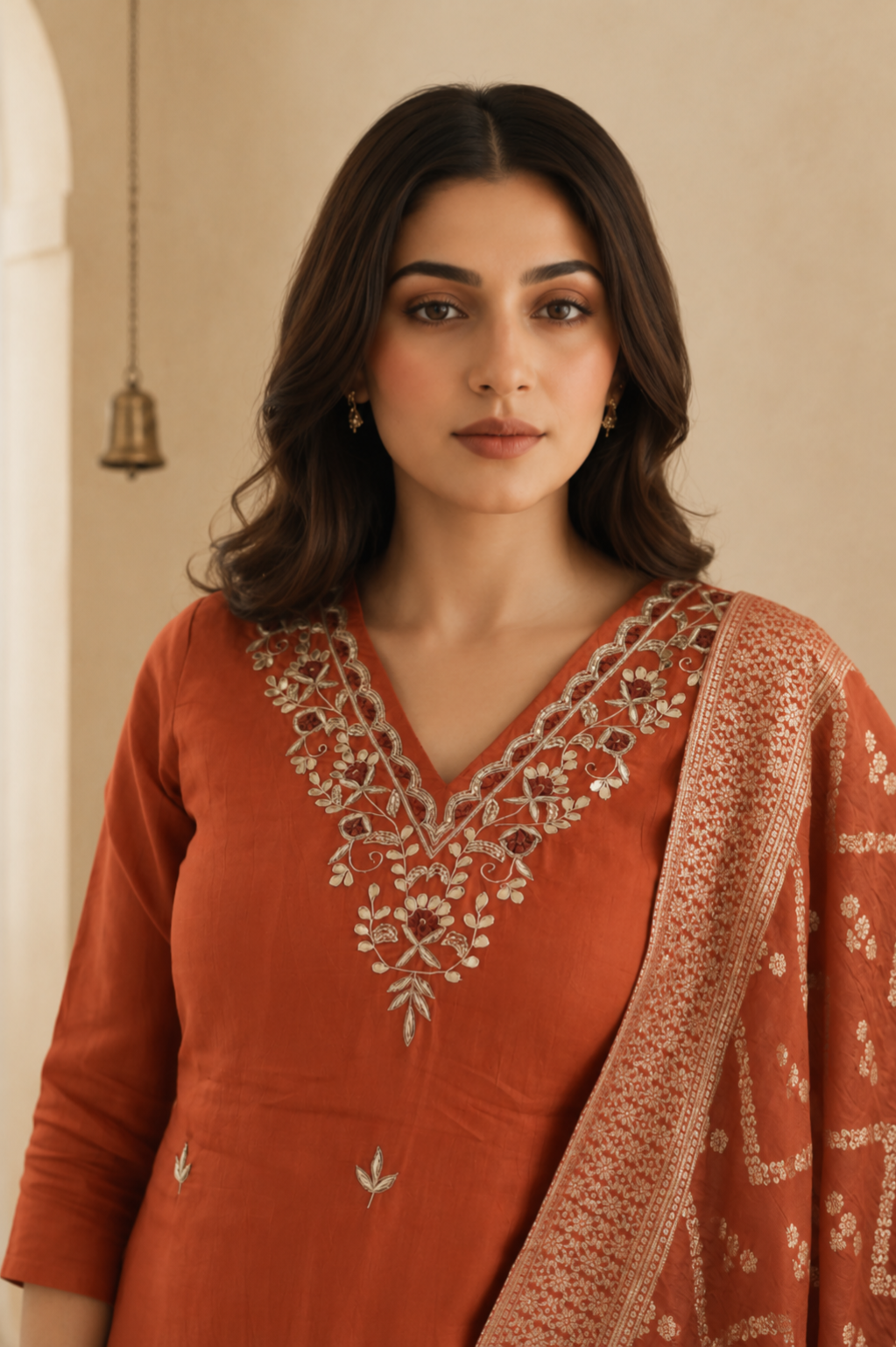 Orange Zari Silk Royale Suit Set