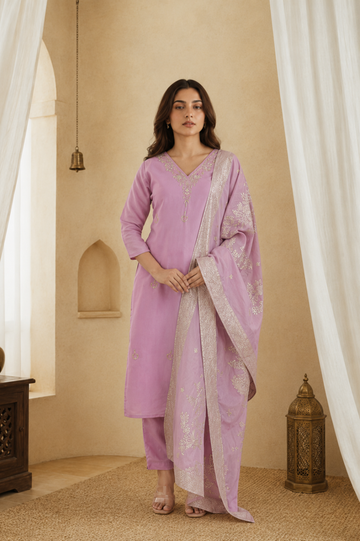 Light Pink Tissue Silk Radiance Suit Set