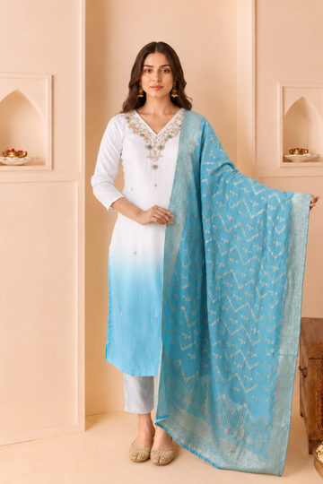 Blue Ombré Zari Dream Suit Set