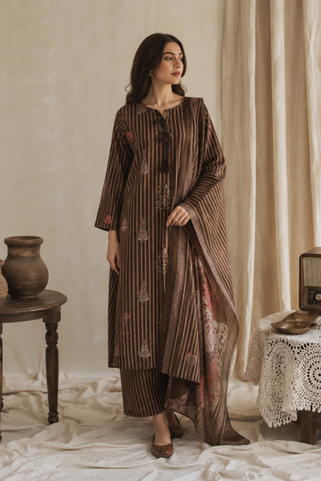 Zariya Earth Stripe Cotton Suit Set